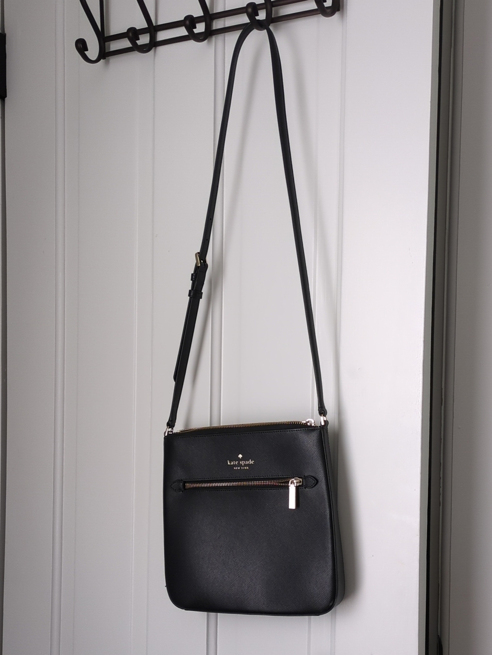 kate spade Black Leather Crossbody with Gold Hardware